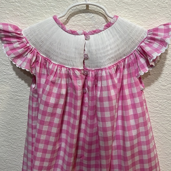 Pleats & Stitches smocked pink rabbit dress size 6 - Picture 8 of 8